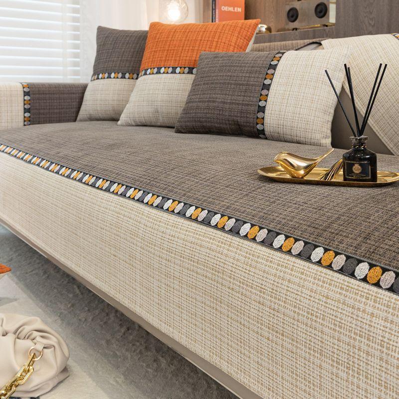 Nordic Embroidery Chenille Sofa Cushion Knitting Sofa Cover Towel For Living Roon Decoration Splicing Non-slip Couch Cover 1pcs