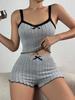 Women's Elastic Lace Trim Pajama Set - Camisole and Bowknot Shorts for Indoor/Outdoor Wear