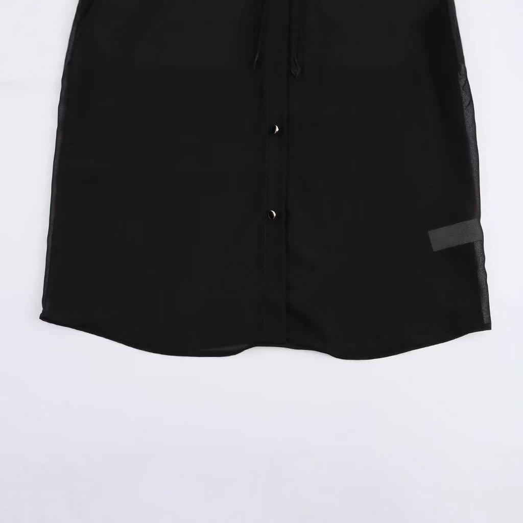 2024 Autumn European & American Style Women's See-through Beaded Shirt