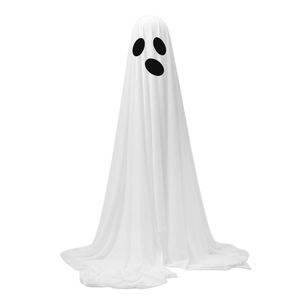 64.96in Large Lighted White Cloth Ghost Scary Standing Spooky Ghost Decor for Front Porch Yard