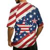 Men's Casual Waffle Knit Short Sleeve Shirt Button Front Patriotic Star Print Lightweight Breathable Summer Top