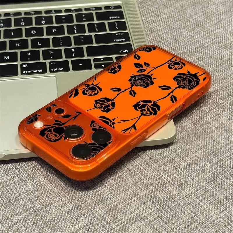 Cold Wind Black Rose for Apple 17Promax Mobile Phone Case iPhone16 Large Window 15/14/13 Soft