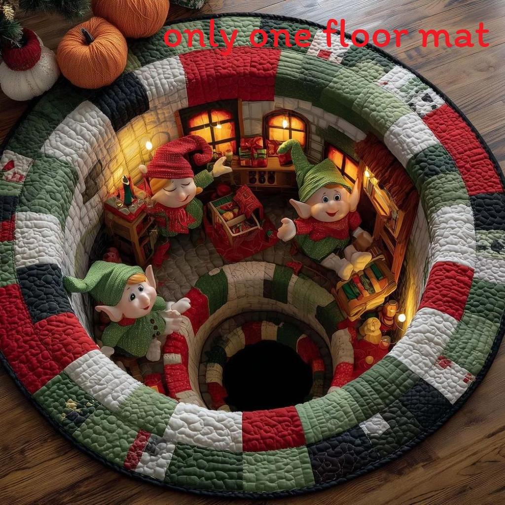 Christmas Cartoon Round Rug Waterresistant Carpet For Living Room Decor