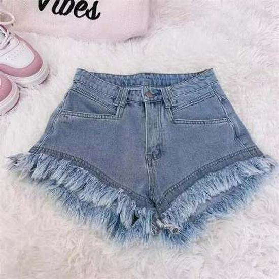 High-Waisted Pink Denim A-Line Shorts for Women - 2026 Summer Trendy Loose Frayed Style