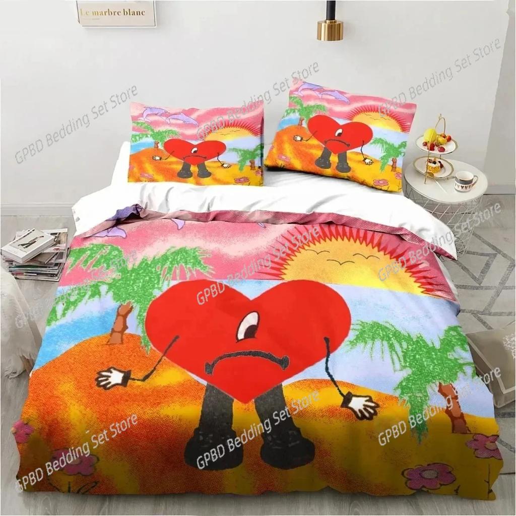 3D Funy Bad Buny Un Verano Sin Ti Beding Set Bedrom Soft Modern Bedspreads Comefortable Soft with Soft Fabric Duvet Cover Quilt Pilowcase