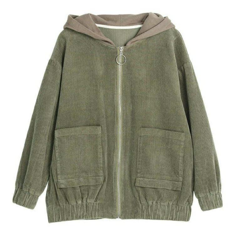 Stylish Women Corduroy Jacket Casual Cotton Coat with Pockets Basic Female Outerwear Fit