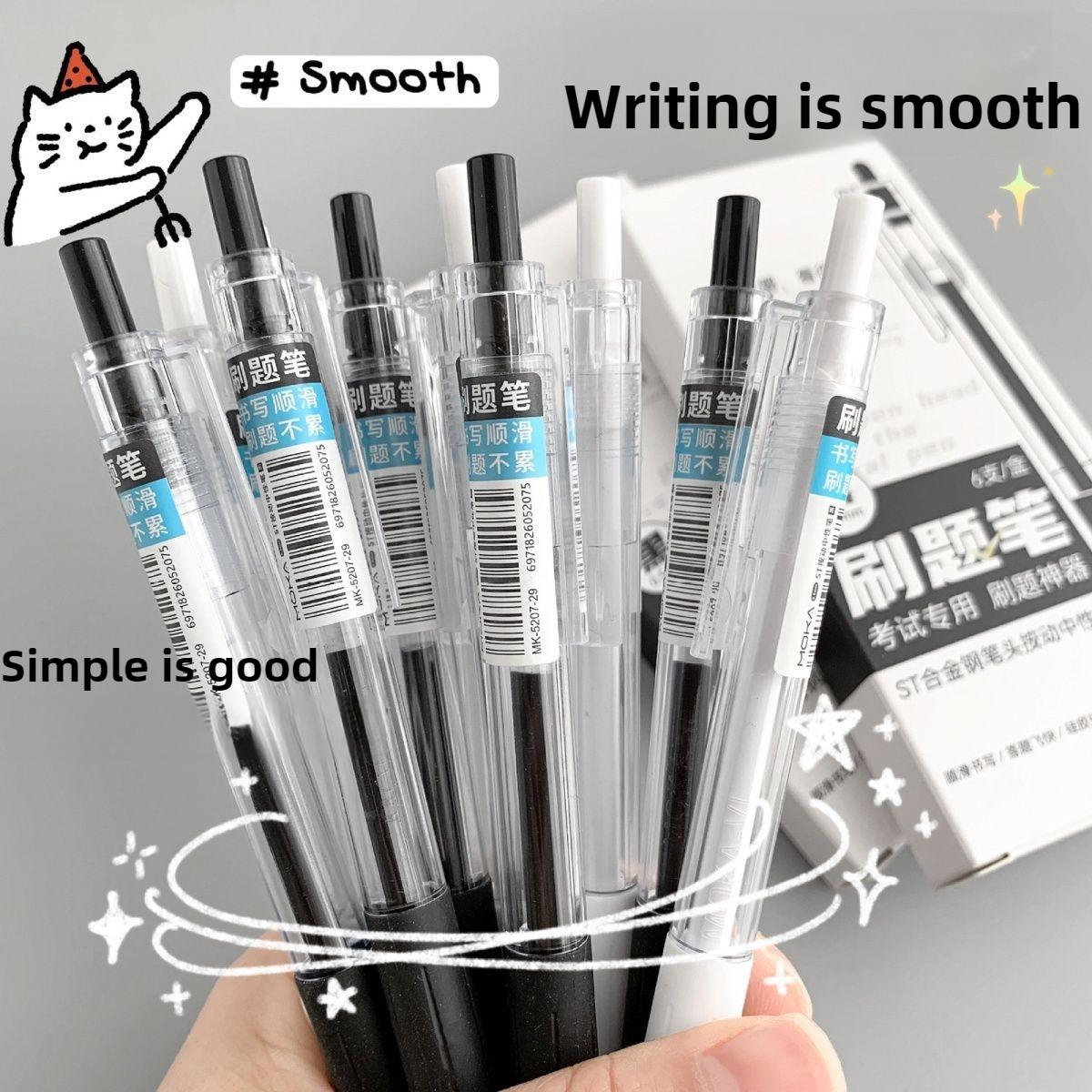 8 Pcs ST Nib Press Neutral Pen Exam Study Office Signature Student Stationery Writing Tool (black,8PCS Random) чёрный