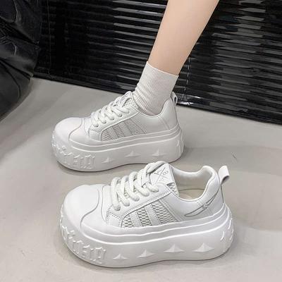 Europäische Mode Big Head Muffin Plateau Brotschuhe Damen 2025 neue kleine weiße Schuhe kleine Höhenerhöhung Freizeitschuhe