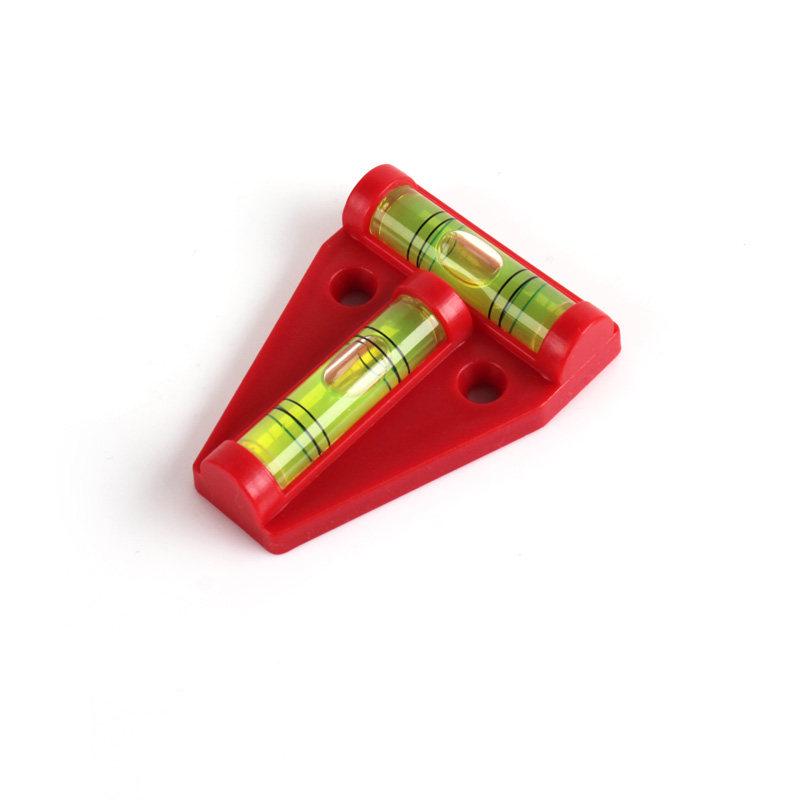 T-Shaped Red-Orange Plastic Bubble Level with Hole Installation