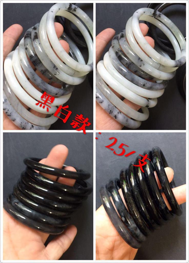 Natürliches Xiuyan-Jaspis-Tuschewasch-Armband - Feiner Ding-Dang-Stil, Eis-Transparente Oberfläche, Weißer Eis-Jadit für Damen.