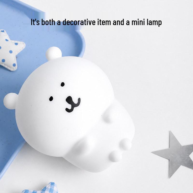 Self-Deprecating Bear Night Light - Mini Tap-Tap Lamp & Bedroom Ornament, Perfect Birthday Gift for Girls