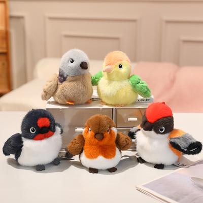 Hot 1pc 14cm Kawaii Birds Plush Pendant Toys Keychain Simulation Parrot Bird Nest Plush Keyring Anime Cute Gifts for Girls Kids