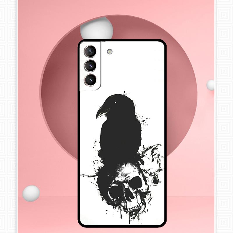 Crow Raven Dark Skull Case For Samsung Galaxy S24 Ultra S22 Plus S20 S21 FE S8 S9 S10 Note 10 20 S23 Ultra Cover