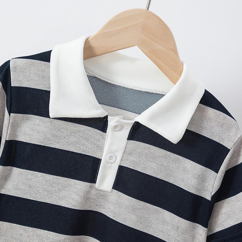 Kids' Striped Multicolor Polo Shirt - Boys' Gentleman Casual or Girls' Solid Short Sleeve Tee