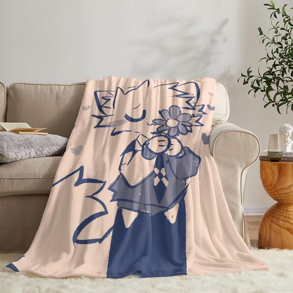 Cute B-boykisser cat Throw Soft Flannel Throw Summer Blanket Lightweight Cozy Nap Blanket for Sofa Bed Travel