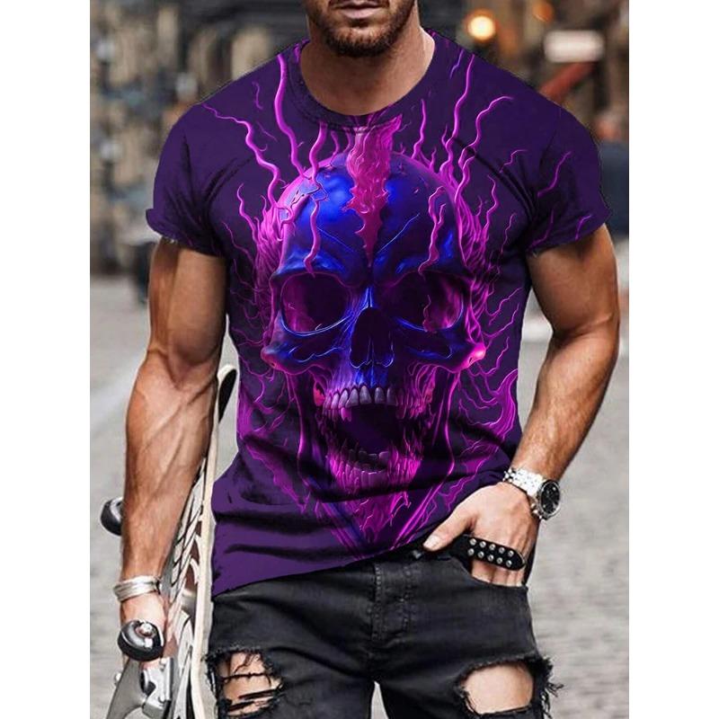 Tricou pentru bărbați Summer Everyday Street Tricou bărbați cu imprimeu cu cranii Top casual cu mâneci scurte Sport în aer liber Moda tricou bărbați