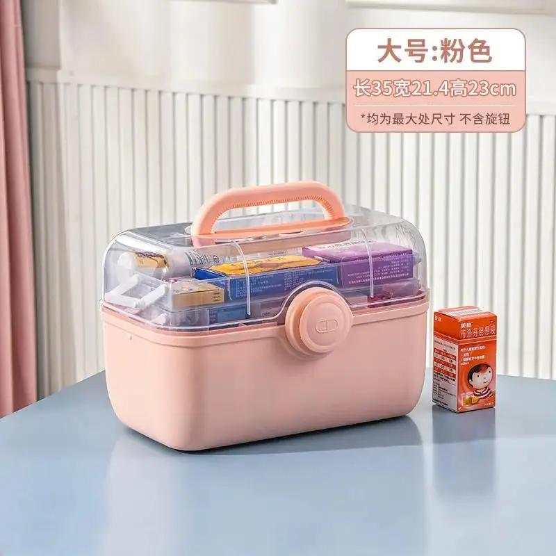 Large Capacity Rectangle Family Medicine Organizer Box Portable First Aid Kit Medicine Storage Container Emergency Kit Box