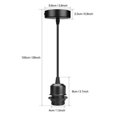 E27 Pendant Lamp Holder Hanging Lighting Kit Copper Socket with Line DIY Retro Lampholder Black/White Ceiling Fixture Screw-type