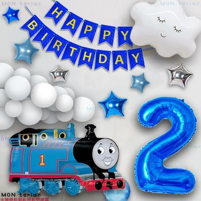 MON teriar Thomas die Lokomotive Original Ballon Zahl Zahl Jungen und Thomas Held Geburtstag Geburtstag Geburtstagsballon Dampfzeitalter 1 Set, Luftballons,