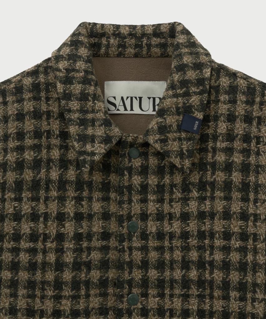 Satur Check Fleece Shirt Jacket Khaki