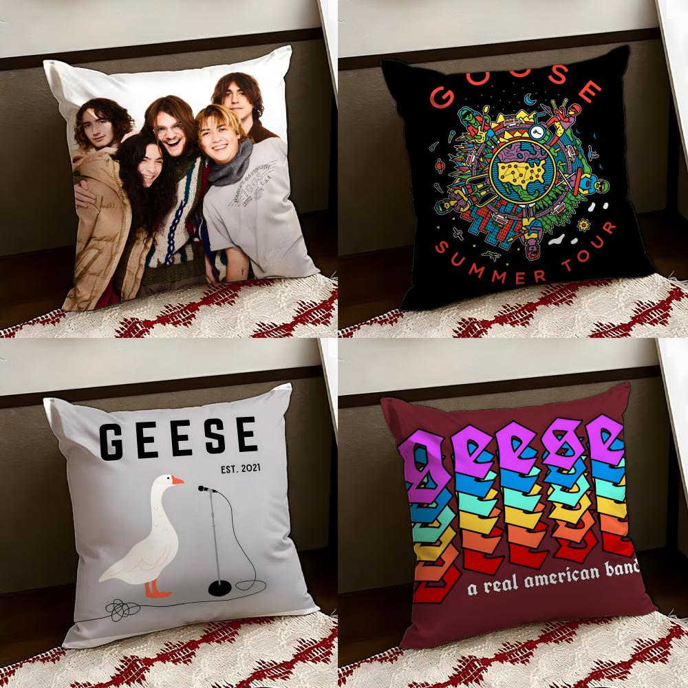 Rock bandGeese Cushion Cover Reversible Soft Durable Pillow Cover Home Car MultiScene Use for Daily Comfort