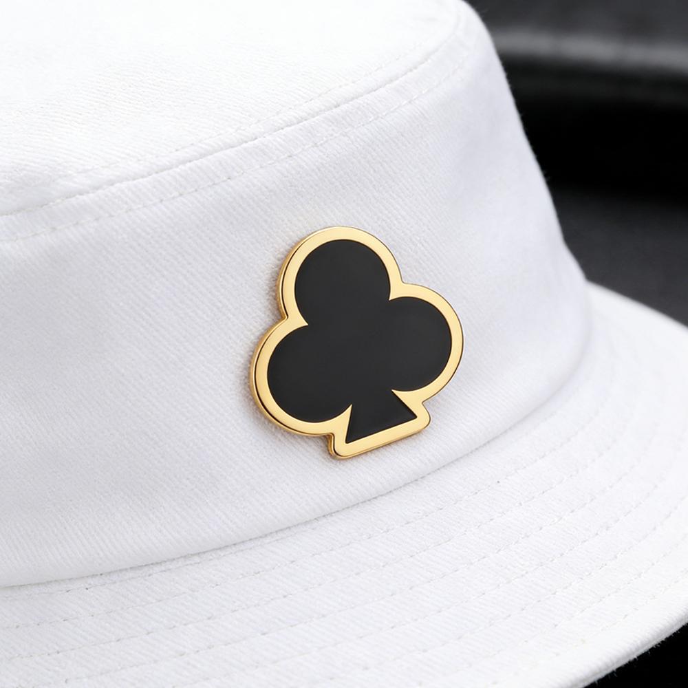 Classic Poker Brooches Spade Heart Club Diamond Brooch for Women Men Stainless Steel Jewelry Enamel Lapel Pins Badge Hat Clothes