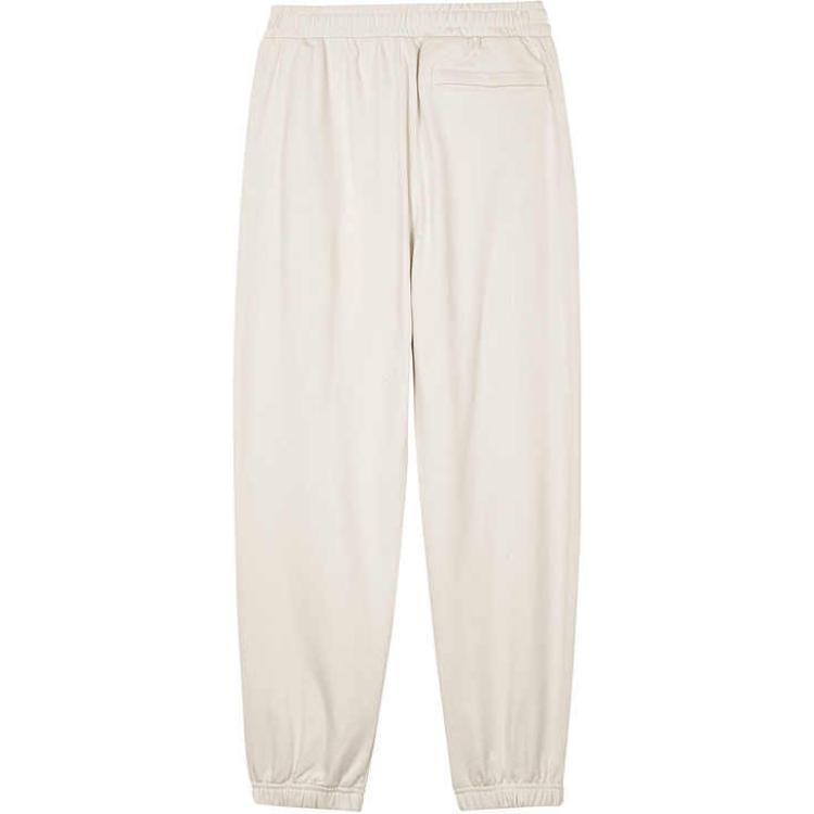 Skechers Sport Lifestyle Series Logo Pattern Mid-Rise Cuffed Casual Pants Women Pants White-Sand L124W035-00F1