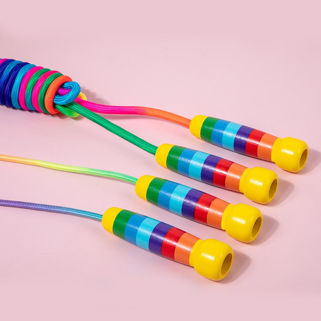 Adjustable Skipping Rope with Wood Handle and Woven for Girls and Boys, Skipping Rope Exercise Fat Burnings Gym Training