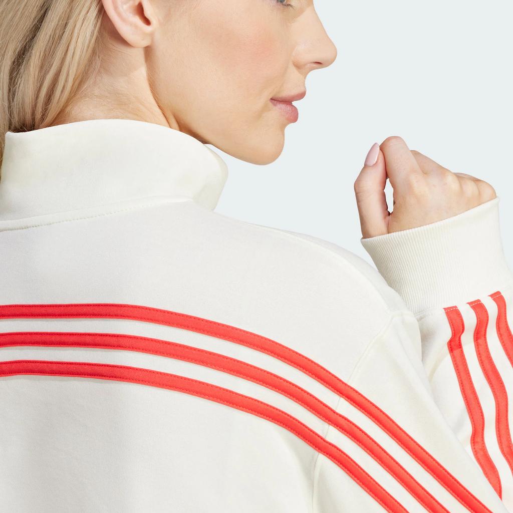 Adidas Half-Zip Sports Casual Long Sleeve Sweatshirt Women Sweatshirt Han-Jade-White IT4826