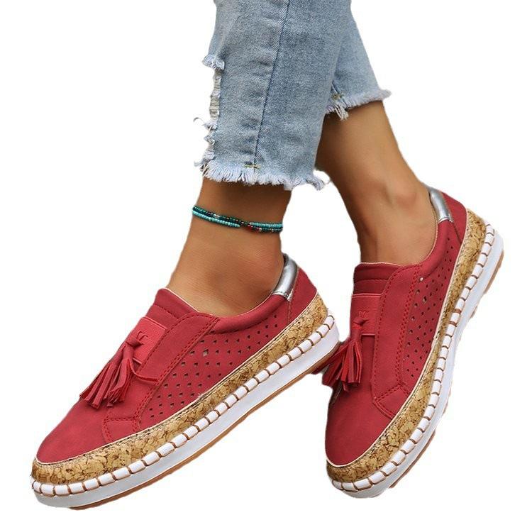 A Pair of Slip-on Lazy Shoes with Fringes, Casual Shoes, Large Size Shoes