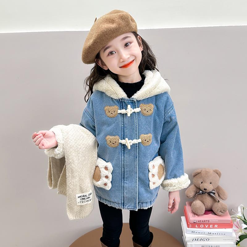 

Fleece-lined Girls Denim Jacket - Autumn/Winter 2025 Fashion, Warm & Stylish for Late Autumn 120cm