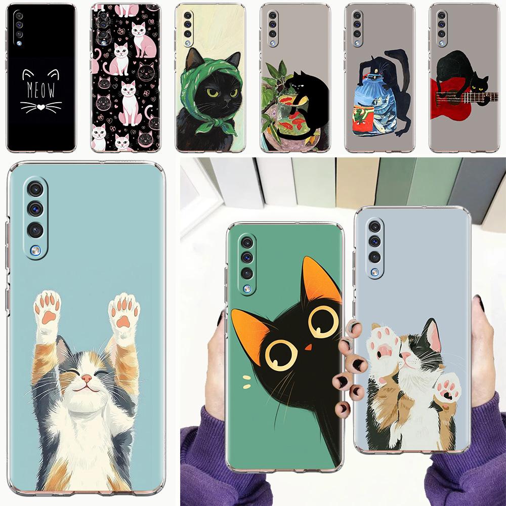 Phone Case For Samsung A56 A36 A26 A24 A16 A14 A12 A32 A50 A70 A22 A40 A34 A54 A42 A52 5G A04s A06 Cover Lovely Cat Playing Fun