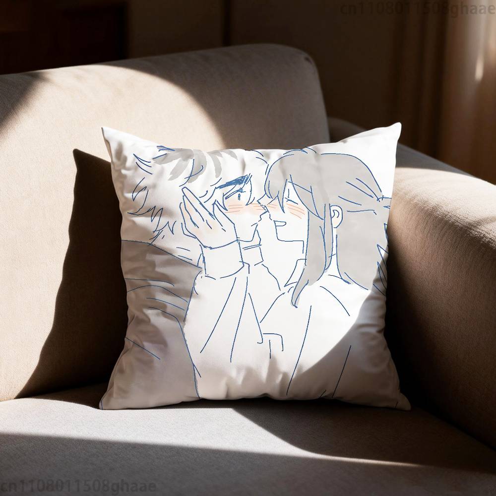 Cherry Crush Chibi Anime Pillow Case Antidustmite Pillowcase Invisible Zipper Silky Short Plush Sofa Cushion Cover
