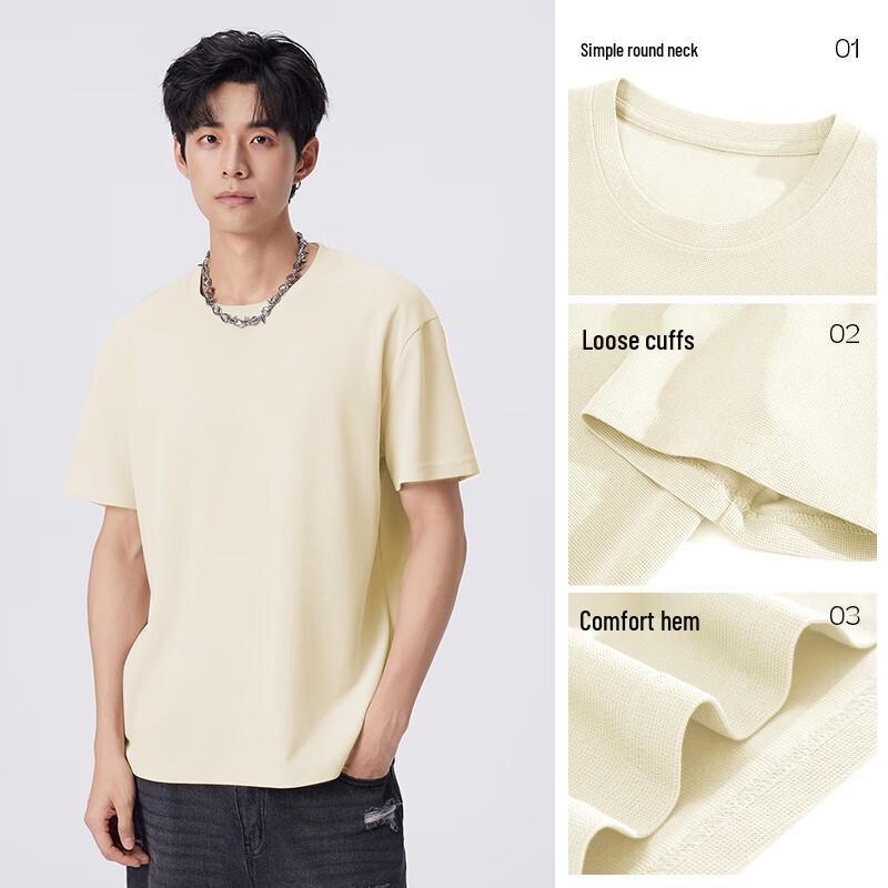 Jeanswest Men's Loose Fit Waffle Knit Short Sleeve T-Shirt