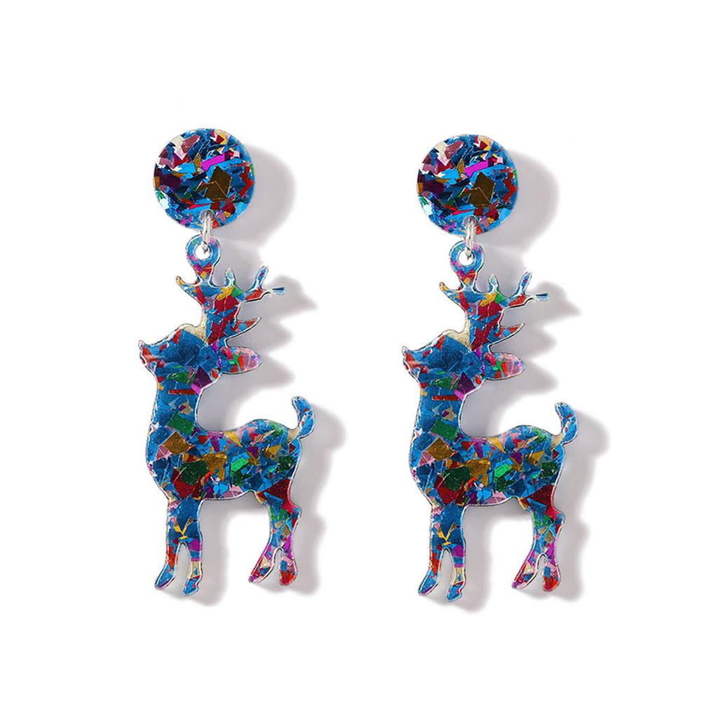 New Christmas Personality Creative Colorful Sequin Acrylic Elk Earrings Earrings