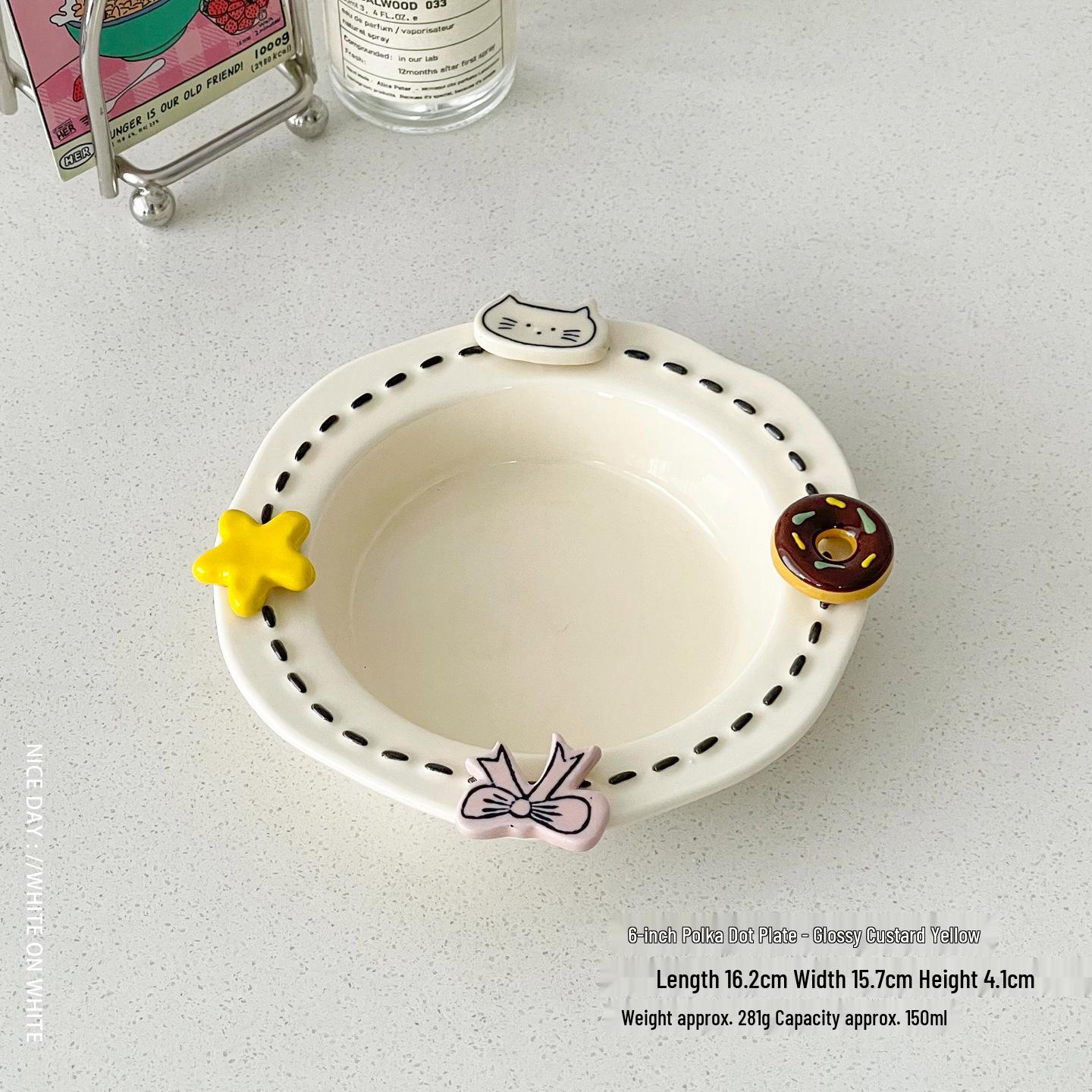 Large Ceramic Pet Bowl: Ins-Style Cat & Dog Food/Water Dish