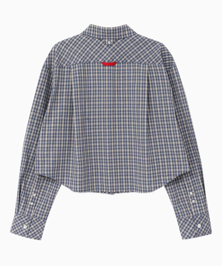 Jenyujeu Z Crop Check Shirt - Blue