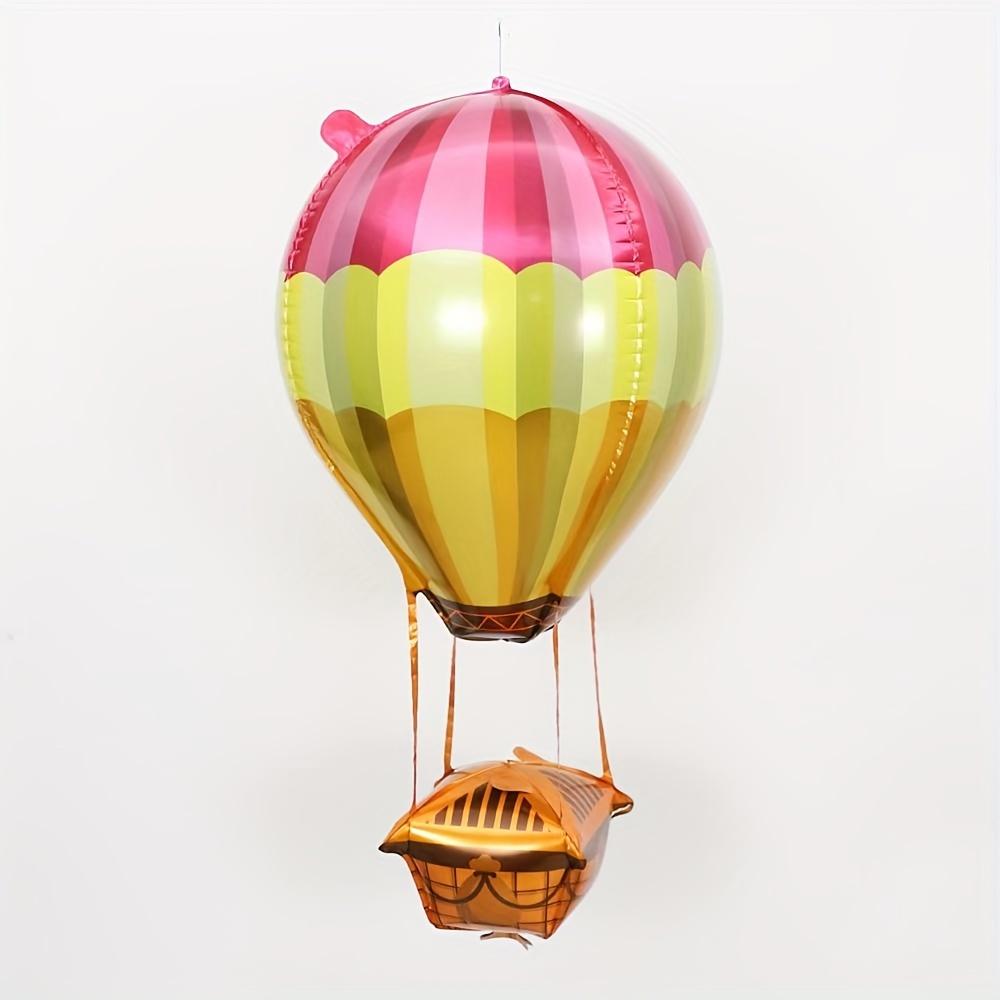 4-Pack Rainbow Hot Air Balloons, Striped Gradient Color Aluminum Foil Balloons, Filled with Helium and Float in the Air, Suitable Other