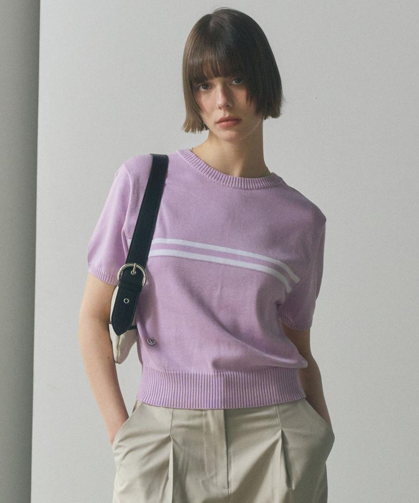 Sekeonmonollogeu W. Relaxed Fit Lettering Jacquard Round Half Knit [Lavender]_Sewkt004Lavender