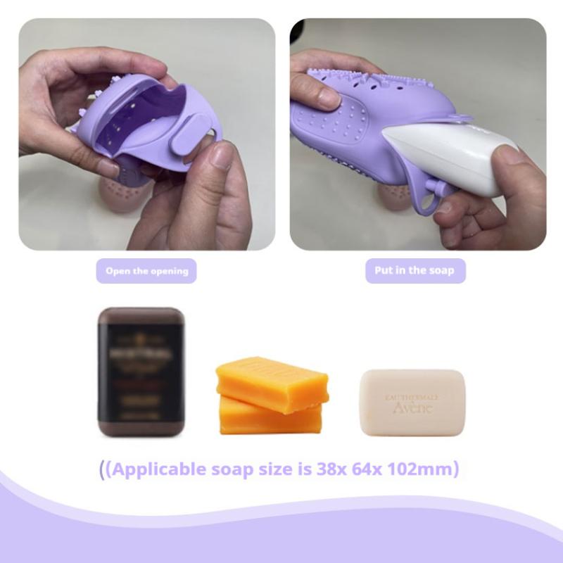 Silikon Seifensäckchen Sparsäckchen mit Kordel zum Peelen Duschschrubber Bademassage Doppelseitiges Texturdesign Badewaschen