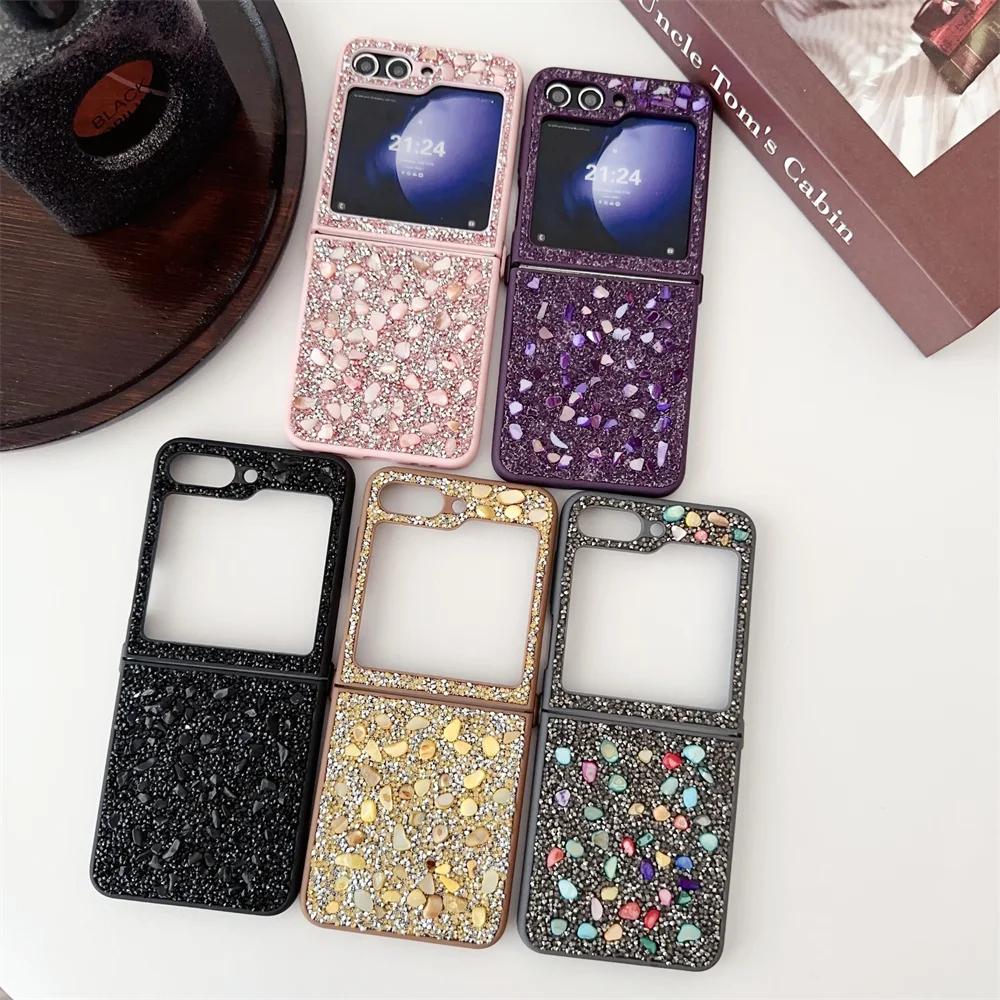 Luxury Rhinestone Glitter Sequins Trim Soft TPU Frame Phone Case for Samsung Galaxy Z Flip 6 Z Flip5 4 3 Shockproof Back Cover