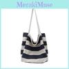 Canvas Large Capacity Bag With Stripes For Casual Daily Use