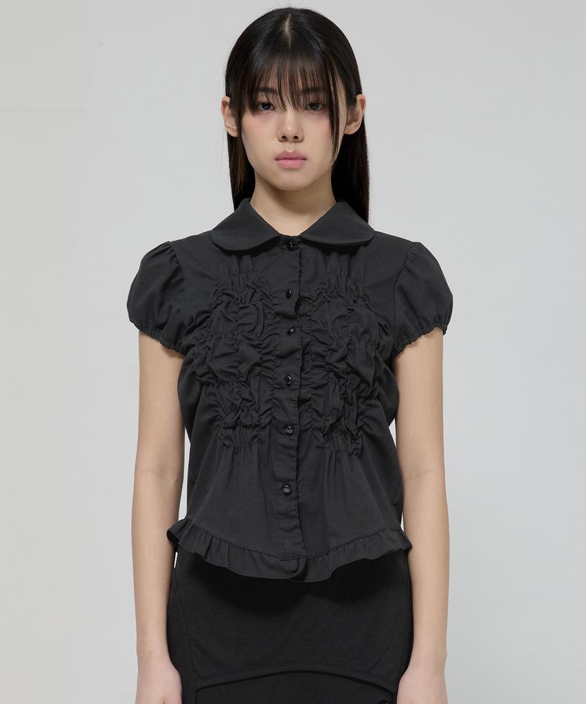 Peulleeoeob Cloud Puff Blouse (Fl-115_Black)