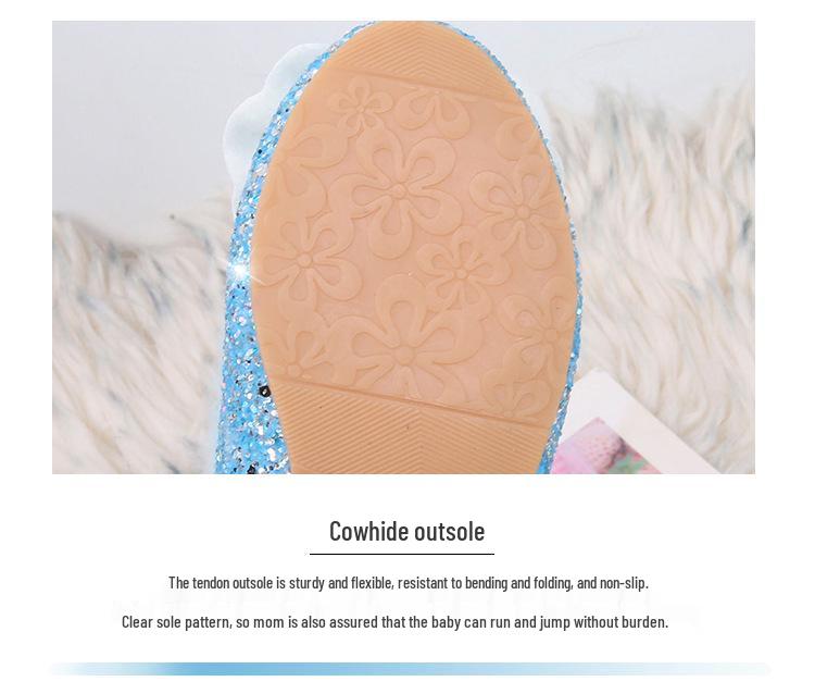 Elsa Princess Crystal High-Heeled Furry Velvet Children's Shoes - 2024 Autumn/Winter Collection