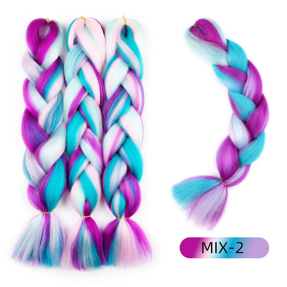 Rainbow Braiding Hair Extension 24 Inch 1 Pack Synthetic Profession Jumbo Braid in Hair Extensions 4 Tone Crochet Colored Hair Extensions for Braiding
