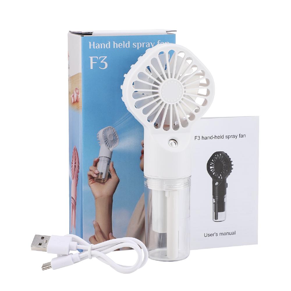 Portable Water Mist Fan USB Charging Handheld Mini Quiet Air Cooling Fan 4 Speed Humidification Spray Fan for Home Office Dorm