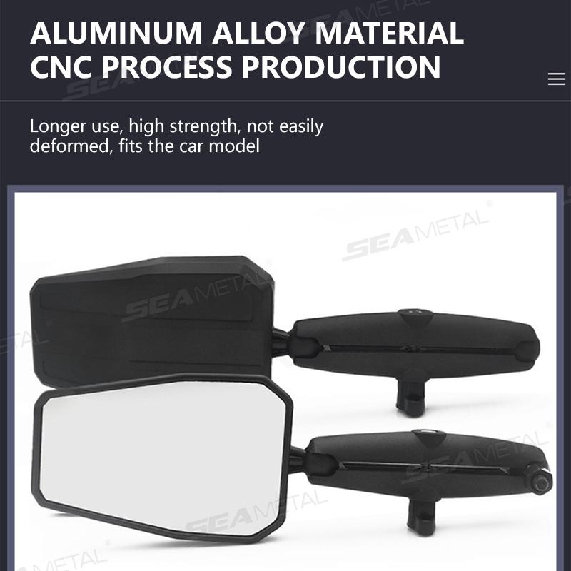 SEAMETAL 2Pcs Motorcycle Rearview Mirror 360-Degree Rotation Wide Angle Rear View Mirror Universal Alloy Motorbike Side Mirror