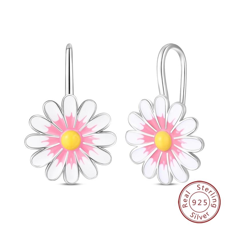 New 925 Silver Colorful Butterfly Dragonfly Iris Flower Earrings For Women Fashion Birthday Party Jewelry Gifts