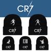 Cr7 Printed Knit Black Hat Warm And Stylish Winter Headwear For Men And Women