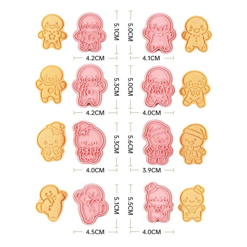 

8шт/комплект Пряничный человечек рождественский печенье форма 3D глазурь печенье помадка пластиковый набор для выпечки Push-type Home Set